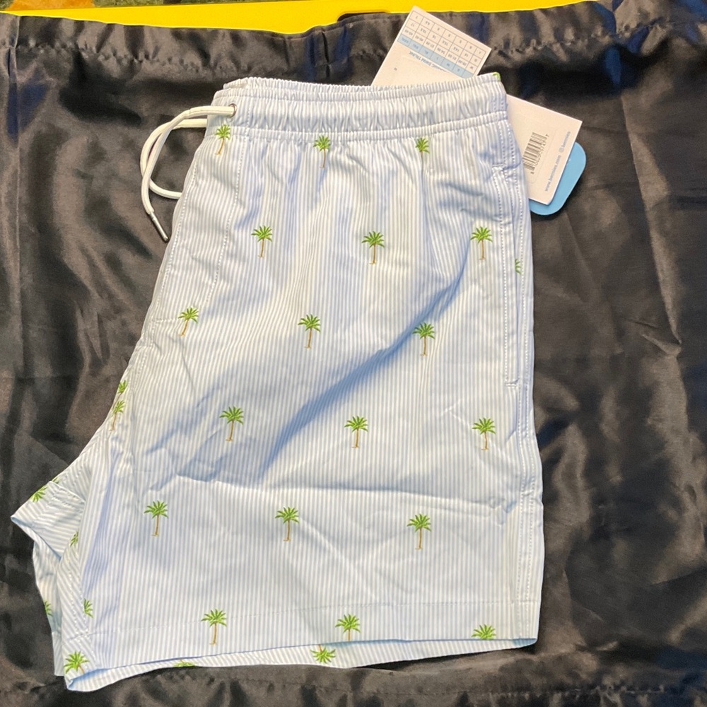 PALM STRIPES 5.5" INSEAM SWIM TRUNKS